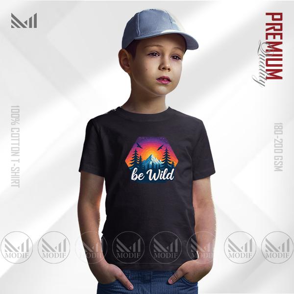 Be Wild Kids Graphic T-Shirt – Fun Adventure Design | Premium Cotton | Unisex Round Neck | Short Sleeve | Comfortable Casual Wear for Boys & Girls