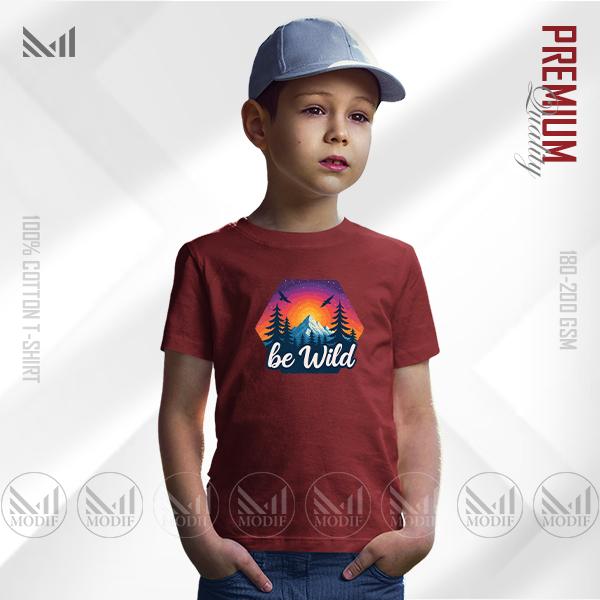 Be Wild Kids Graphic T-Shirt – Fun Adventure Design | Premium Cotton | Unisex Round Neck | Short Sleeve | Comfortable Casual Wear for Boys & Girls