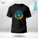 Blue Monkey Graphic T-Shirt Made With Premium Cotton Unisex Round Neck Short Sleeve