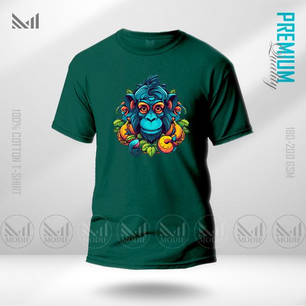 Blue Monkey Graphic T-Shirt Made With Premium Cotton Unisex Round Neck Short Sleeve