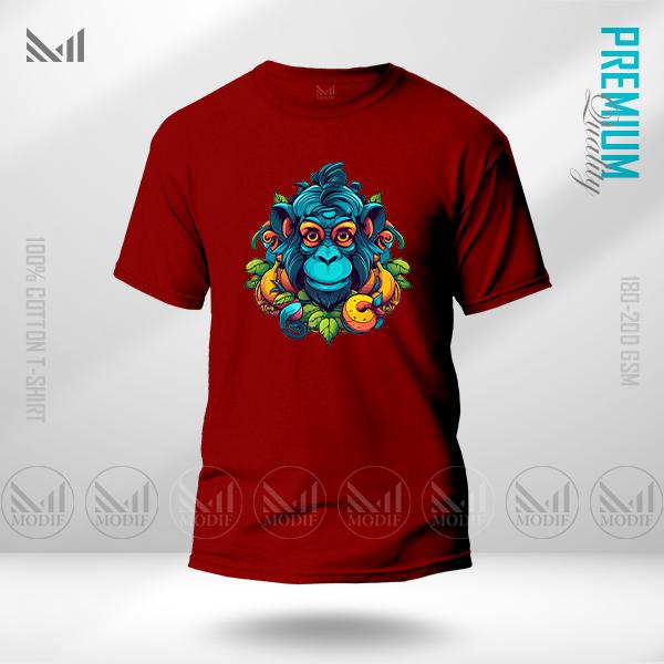 Blue Monkey Graphic T-Shirt Made With Premium Cotton Unisex Round Neck Short Sleeve