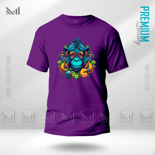 Blue Monkey Graphic T-Shirt Made With Premium Cotton Unisex Round Neck Short Sleeve