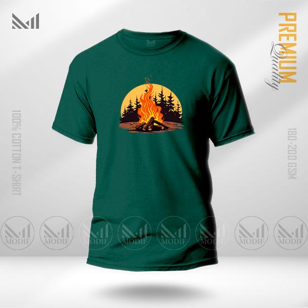Campfire Graphic T-Shirt – Bold Outdoor Camp Inspired Artwork | Premium Cotton | Unisex Round Neck | Short Sleeve