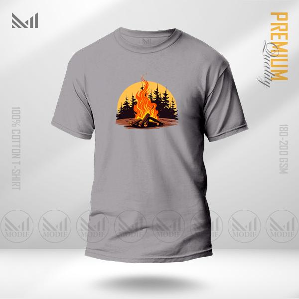 Campfire Graphic T-Shirt – Bold Outdoor Camp Inspired Artwork | Premium Cotton | Unisex Round Neck | Short Sleeve