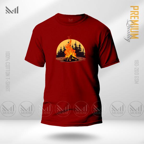 Campfire Graphic T-Shirt – Bold Outdoor Camp Inspired Artwork | Premium Cotton | Unisex Round Neck | Short Sleeve