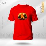 Campfire Graphic T-Shirt – Bold Outdoor Camp Inspired Artwork | Premium Cotton | Unisex Round Neck | Short Sleeve