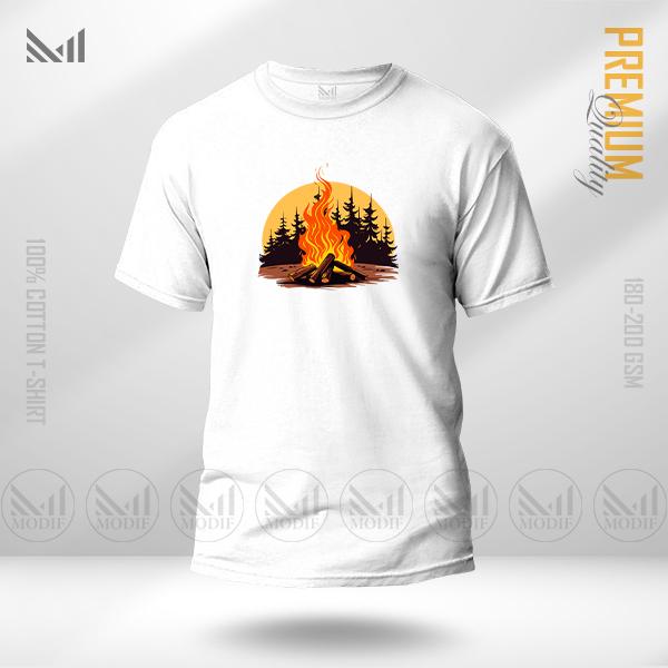 Campfire Graphic T-Shirt – Bold Outdoor Camp Inspired Artwork | Premium Cotton | Unisex Round Neck | Short Sleeve