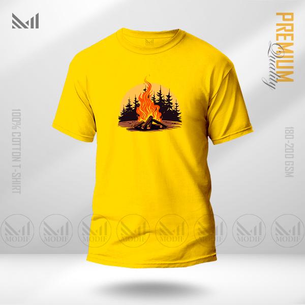 Campfire Graphic T-Shirt – Bold Outdoor Camp Inspired Artwork | Premium Cotton | Unisex Round Neck | Short Sleeve