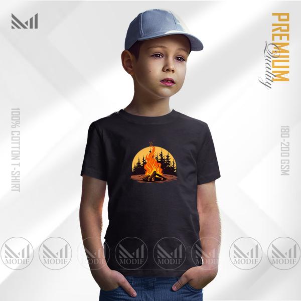 Campfire Kids Graphic T-Shirt – Bold Outdoor Camp Artwork | Premium Cotton | Unisex Round Neck | Short Sleeve