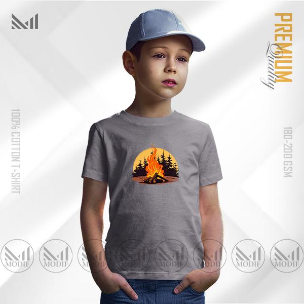 Campfire Kids Graphic T-Shirt – Bold Outdoor Camp Artwork | Premium Cotton | Unisex Round Neck | Short Sleeve