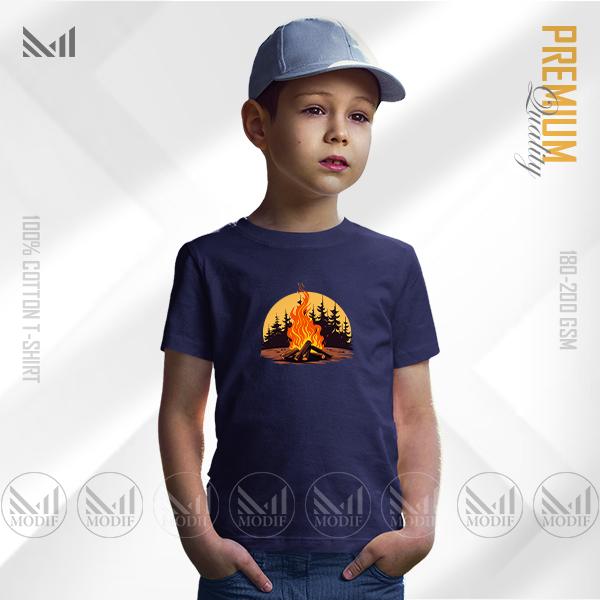 Campfire Kids Graphic T-Shirt – Bold Outdoor Camp Artwork | Premium Cotton | Unisex Round Neck | Short Sleeve