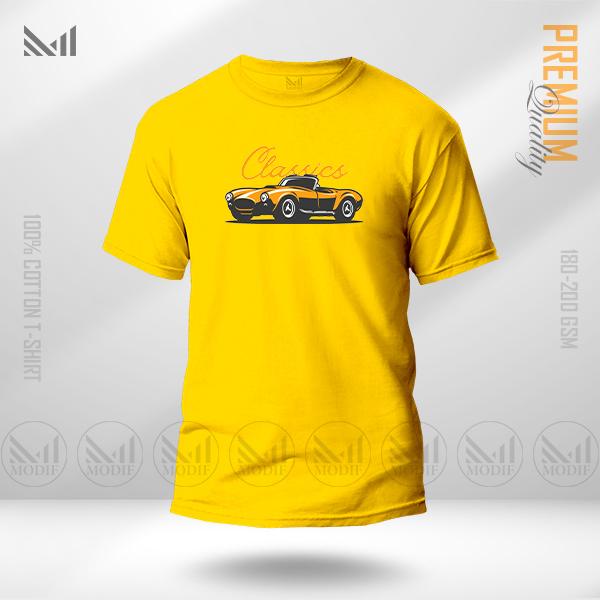 Classic Car Graphic T-Shirt – Vintage Automobile Artwork in Premium Cotton | Unisex Round Neck | Short Sleeve