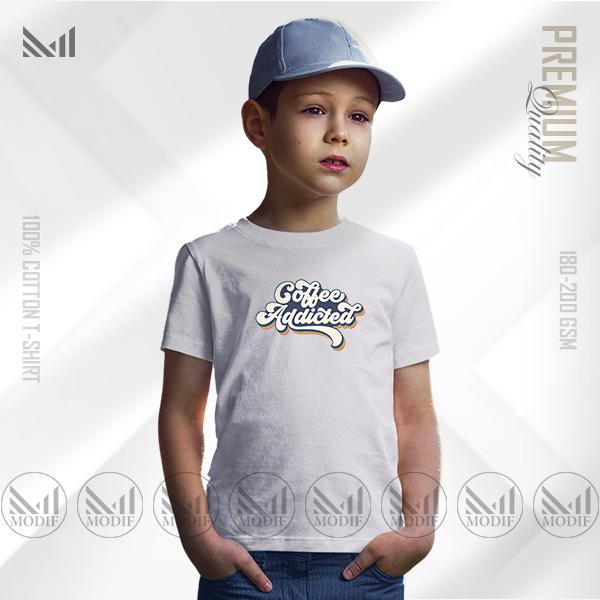 Coffee Addicted Kids Graphic white