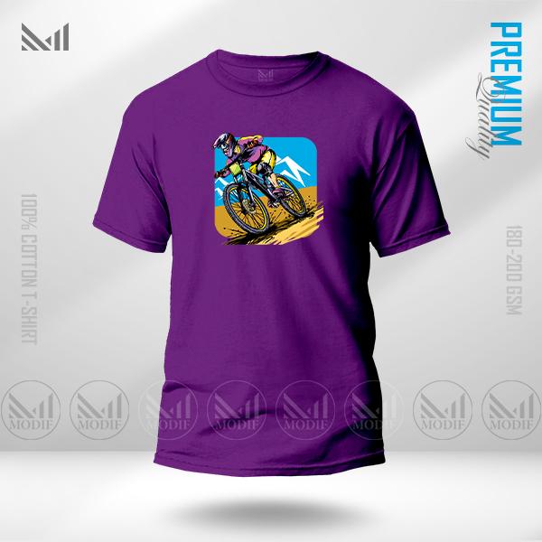 Cyclist Graphic Cotton T-Shirt for Everyday Wear | Premium Soft Fabric | Unisex Round Neck Short Sleeve