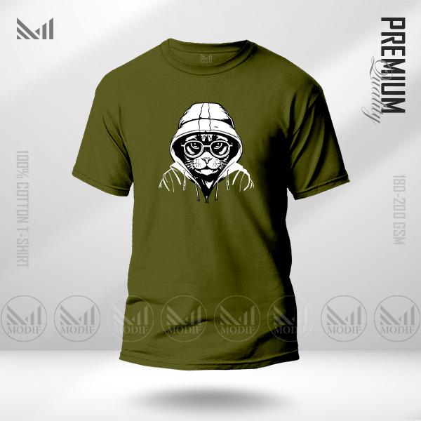 Hacker Cat Graphic T-Shirt Made With Premium Cotton Unisex Round Neck Short Sleeve