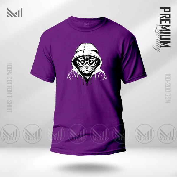 Hacker Cat Graphic T-Shirt Made With Premium Cotton Unisex Round Neck Short Sleeve