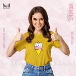 Ice Cream Cat Women Graphic T-Shirt Made With Premium Cotton Unisex Round Neck Short Sleeve