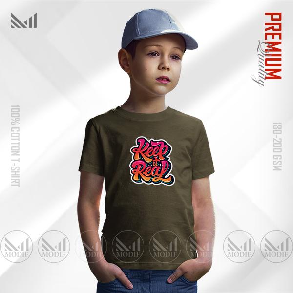 Keep It Real Kids Graphic T-Shirt – Fun Bold Text Design | Premium Cotton | Unisex Round Neck | Short Sleeve