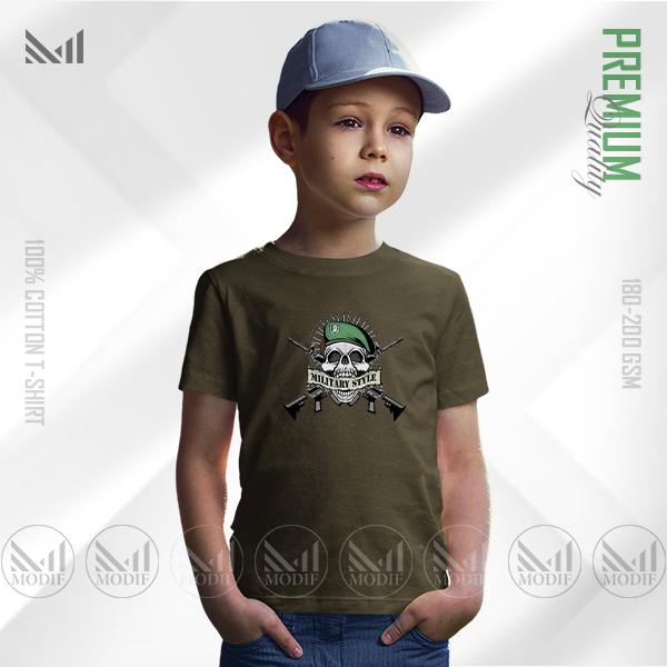 Military Style Kids Graphic Tee | Premium Cotton | Unisex Round Neck | Short Sleeve
