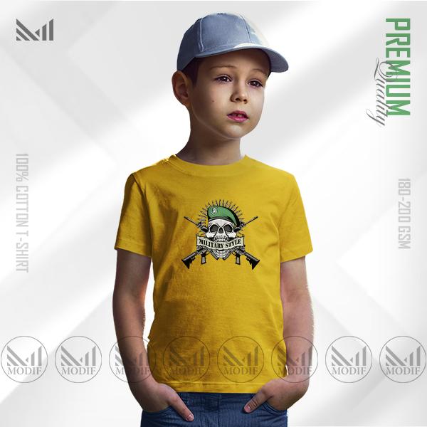 Military Style Kids Graphic Tee | Premium Cotton | Unisex Round Neck | Short Sleeve