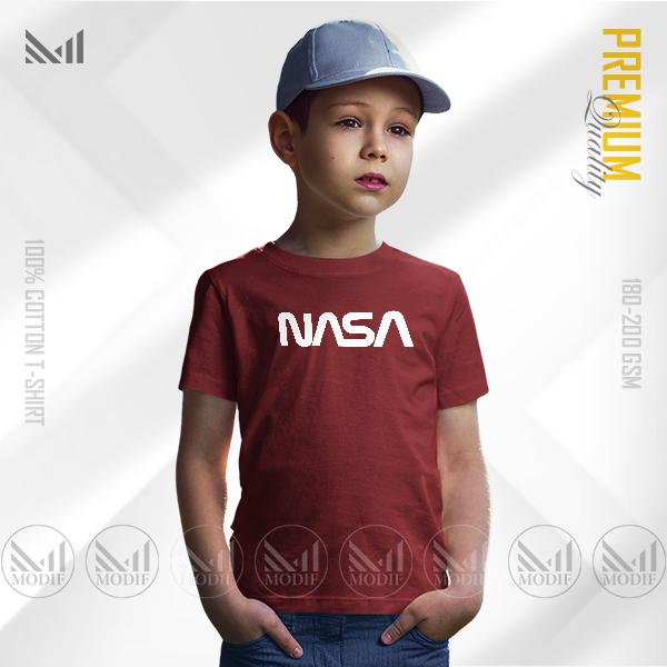 T-Shirt Grafik Kanak-Kanak NASA Mission Diperbuat Daripada Kapas Premium Leher Bulat Uniseks Lengan Pendek