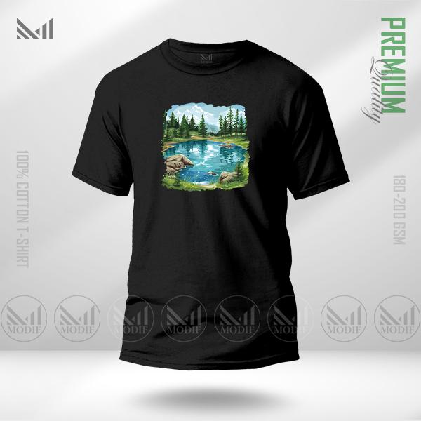 Nature View Graphic T-Shirt – Scenic Landscape Inspired Artwork | Premium Cotton | Unisex Round Neck | Short Sleeve