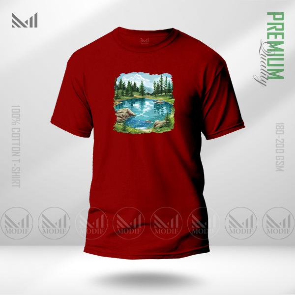 Nature View Graphic T-Shirt – Scenic Landscape Inspired Artwork | Premium Cotton | Unisex Round Neck | Short Sleeve