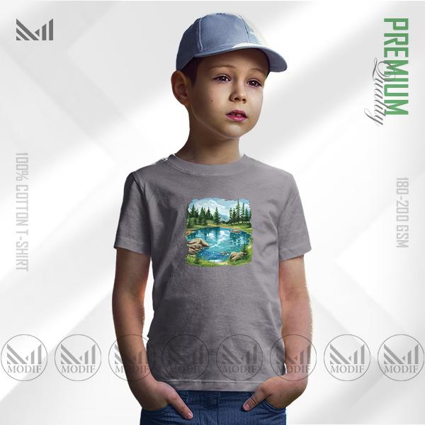 Nature View Kids Graphic T-Shirt – Scenic Landscape Artwork | Premium Cotton | Unisex Round Neck | Short Sleeve