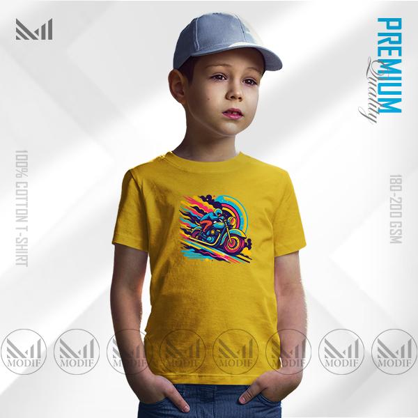 Neon Rider Kids Graphic T-Shirt – Electric Neon Print | Premium Cotton | Unisex Round Neck | Short Sleeve | Cool Casual Wear for Boys & Girls