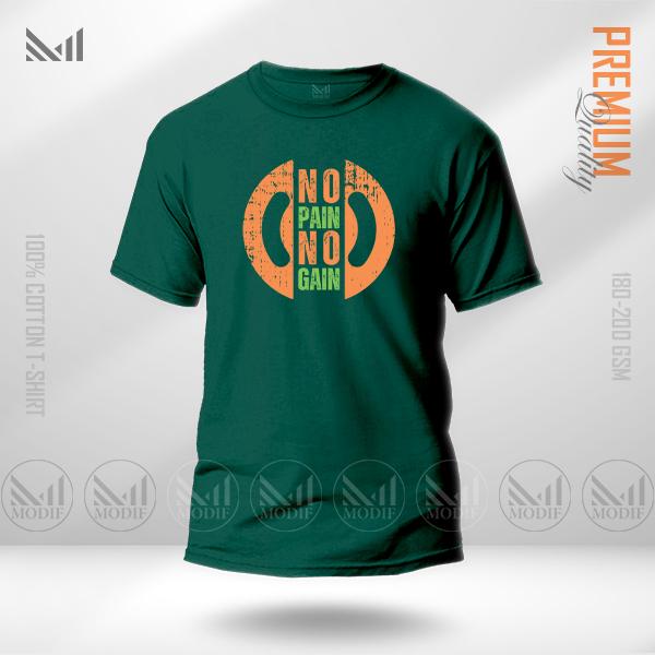 No Pain No Gain Motivational Graphic T-Shirt – Premium Cotton Unisex Round Neck