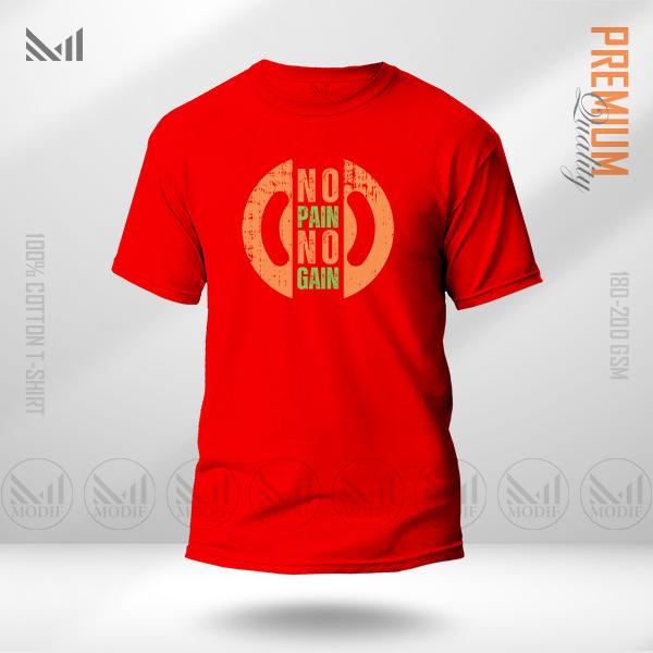 No Pain No Gain Motivational Graphic T-Shirt – Premium Cotton Unisex Round Neck