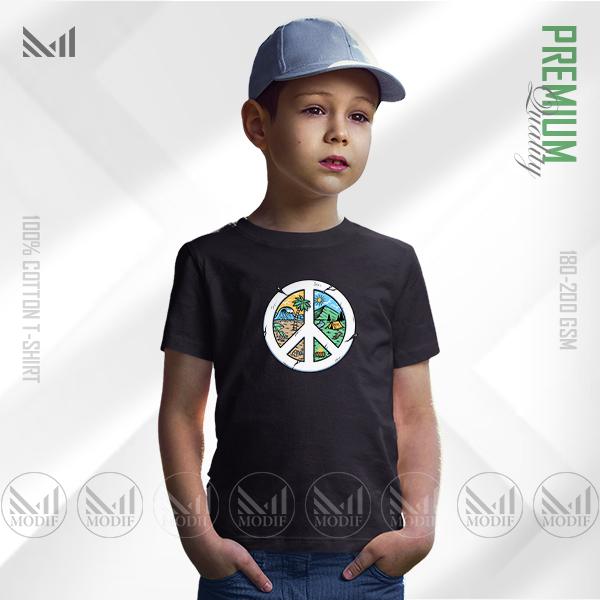 Peace Nature Kids Graphic T-Shirt – Artistic Nature Inspired Design | Premium Cotton | Unisex Round Neck | Short Sleeve
