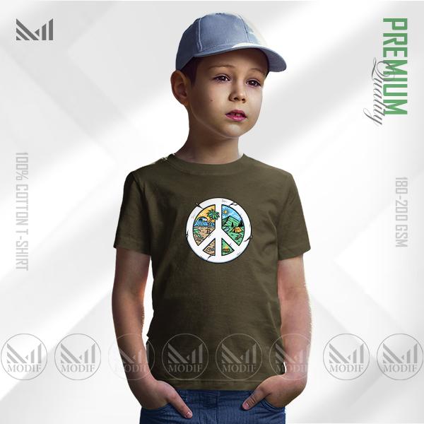 Peace Nature Kids Graphic T-Shirt – Artistic Nature Inspired Design | Premium Cotton | Unisex Round Neck | Short Sleeve