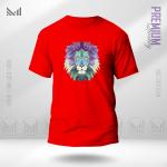 Polygon Lion Graphic T-Shirt – Geometric Animal Design | Premium Cotton | Unisex Round Neck | Short Sleeve | Modern Streetwear Style