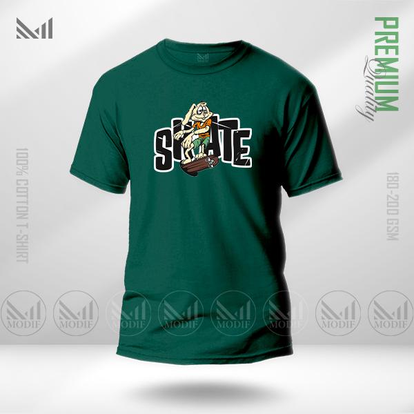 Rabbit Skater Graphic T-Shirt – Fun Skate Cartoon Design | Premium Cotton | Unisex Round Neck | Short Sleeve | Casual Streetwear Style