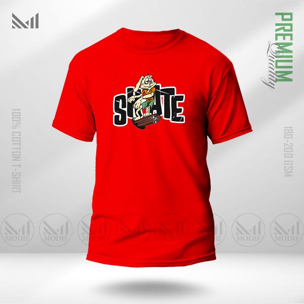 Rabbit Skater Graphic T-Shirt – Fun Skate Cartoon Design | Premium Cotton | Unisex Round Neck | Short Sleeve | Casual Streetwear Style