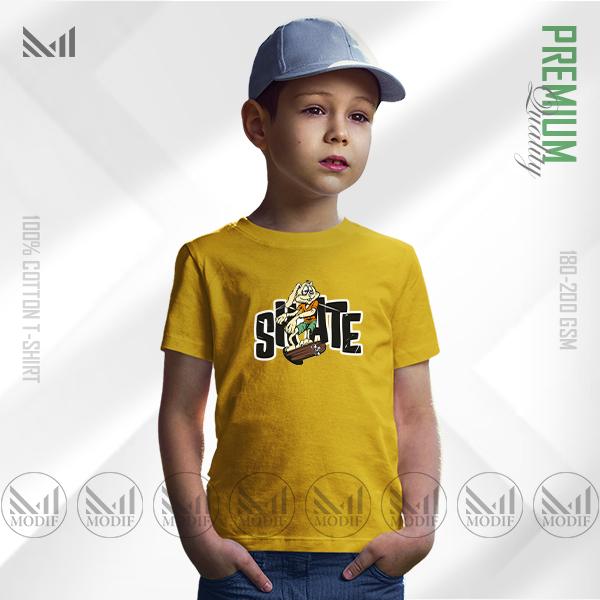 Rabbit Skater Kids Graphic T-Shirt – Fun Cartoon Skate Design | Premium Cotton | Unisex Round Neck | Short Sleeve | Comfortable Casual Wear for Boys & Girls