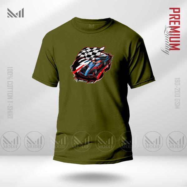 Racing Car Adult Graphic T-Shirt Made With Premium Cotton Unisex Round Neck Short Sleeve