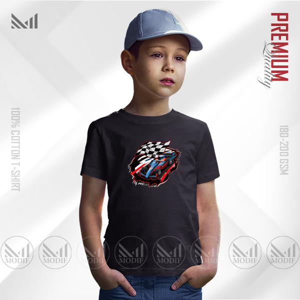 Racing Car Kids Graphic T-Shirt – Cool Motorsport Design | Premium Cotton | Unisex Round Neck | Short Sleeve | Comfortable Casual Wear for Boys & Girls