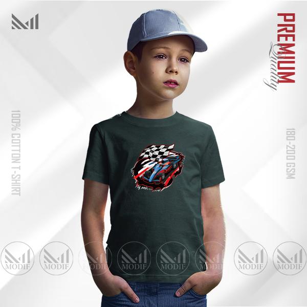 Racing Car Kids Graphic T-Shirt – Cool Motorsport Design | Premium Cotton | Unisex Round Neck | Short Sleeve | Comfortable Casual Wear for Boys & Girls