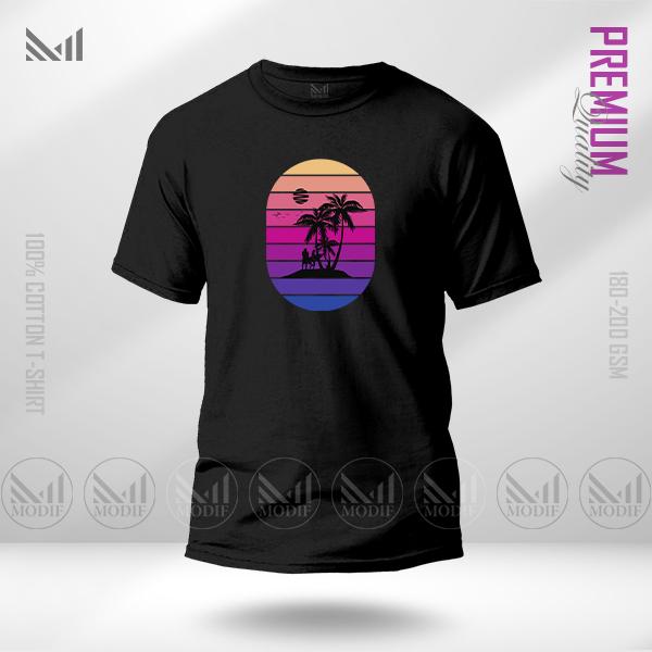 Retro Island Graphic T-Shirt – Bold Vintage Tropical Artwork | Premium Cotton | Unisex Round Neck | Short Sleeve