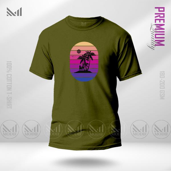 Retro Island Graphic T-Shirt – Bold Vintage Tropical Artwork | Premium Cotton | Unisex Round Neck | Short Sleeve