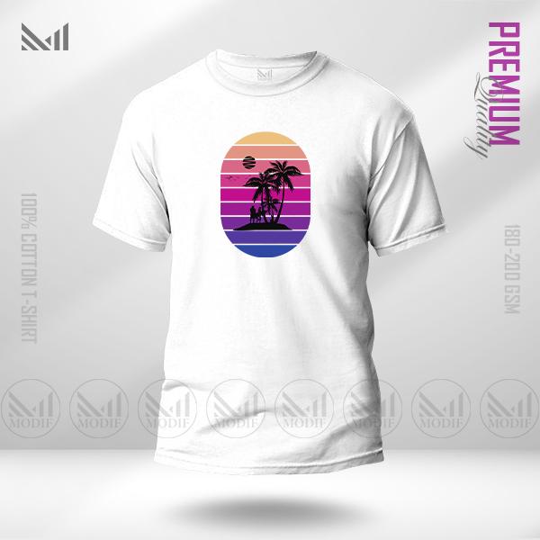 Retro Island Graphic T-Shirt – Bold Vintage Tropical Artwork | Premium Cotton | Unisex Round Neck | Short Sleeve
