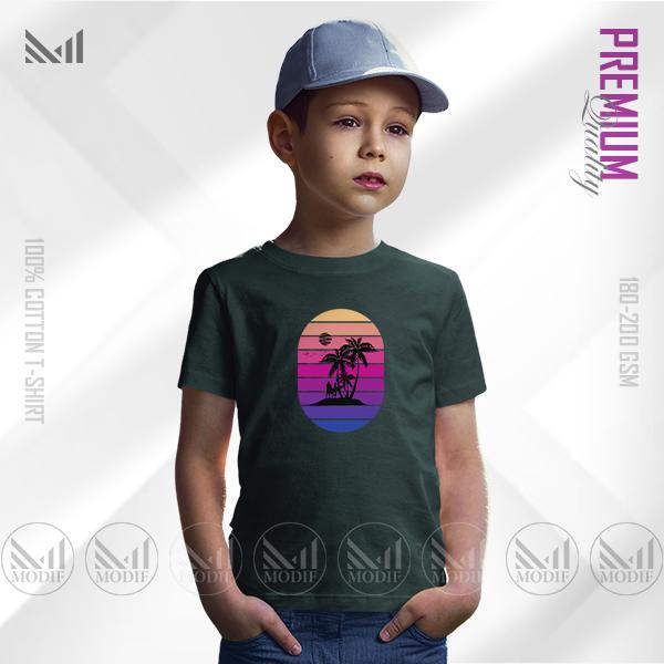 Retro Island Kids Graphic T-Shirt – Bold Vintage Tropical Artwork | Premium Cotton | Unisex Round Neck | Short Sleeve