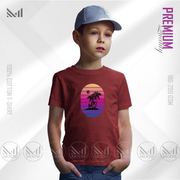 Retro Island Kids Graphic T-Shirt – Bold Vintage Tropical Artwork | Premium Cotton | Unisex Round Neck | Short Sleeve