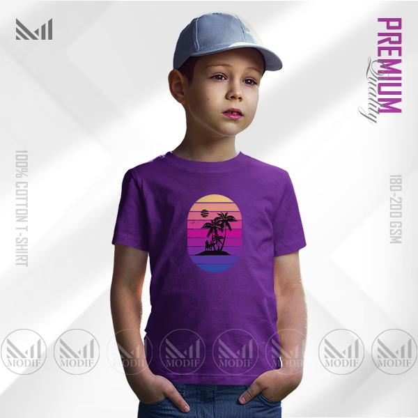 Retro Island Kids Graphic T-Shirt – Bold Vintage Tropical Artwork | Premium Cotton | Unisex Round Neck | Short Sleeve