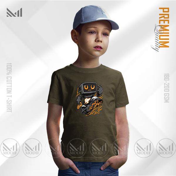 Robo Skater Kids Graphic T-Shirt – Cool Robot Skateboard Design | Premium Cotton | Unisex Round Neck | Short Sleeve | Comfortable Everyday Wear