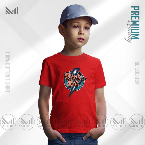Rock and Roll Kids Graphic T-Shirt – Cool Music Style Print | Premium Cotton | Unisex Round Neck | Short Sleeve | Comfortable Casual Wear for Boys & Girls