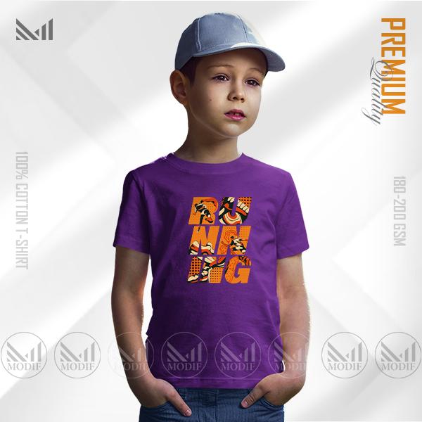 Running Kids T-Shirt – Premium Cotton | Unisex Round Neck | Short Sleeve | Comfortable Active Wear for Boys & Girls