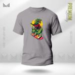 Skater Dinosaur Graphic T-Shirt – Cool Skate Dino Artwork | Premium Cotton | Unisex Round Neck | Short Sleeve